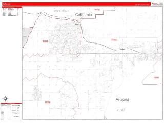 Yuma, AZ RedLine style ZIP Code wall map