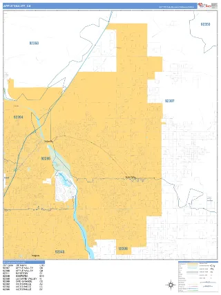 Apple Valley, CA Business Reference style ZIP Code wall map