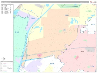Baldwin Park, CA Classic style ZIP Code wall map
