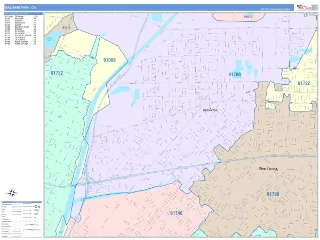 Baldwin Park, CA ColorCast style ZIP Code wall map