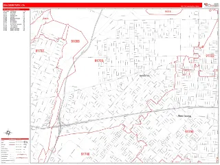 Baldwin Park, CA RedLine style ZIP Code wall map