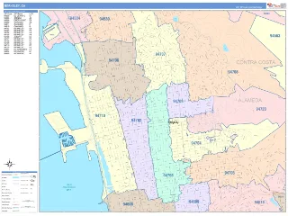 Berkeley, CA ColorCast style ZIP Code wall map