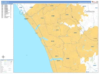 Carlsbad, CA Business Reference style ZIP Code wall map