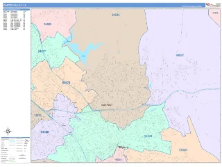 Castro Valley, CA ColorCast style ZIP Code wall map