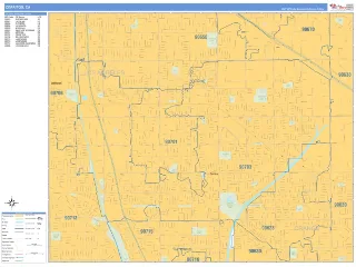 Cerritos, CA Business Reference style ZIP Code wall map