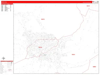 Chico, CA RedLine style ZIP Code wall map