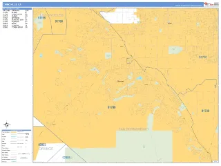 Chino Hills, CA Business Reference style ZIP Code wall map