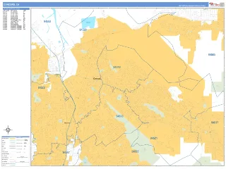Concord, CA Business Reference style ZIP Code wall map