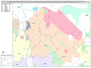 Concord, CA Classic style ZIP Code wall map
