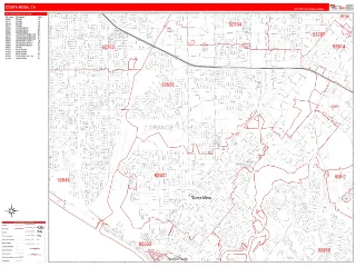 Costa Mesa, CA RedLine style ZIP Code wall map