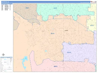 Cupertino, CA ColorCast style ZIP Code wall map