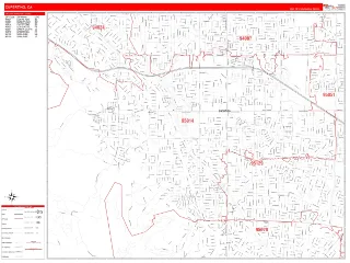 Cupertino, CA RedLine style ZIP Code wall map