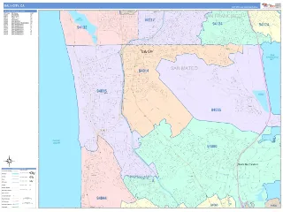 Daly City, CA ColorCast style ZIP Code wall map