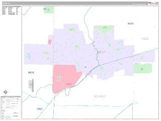 Davis, CA Classic style ZIP Code wall map