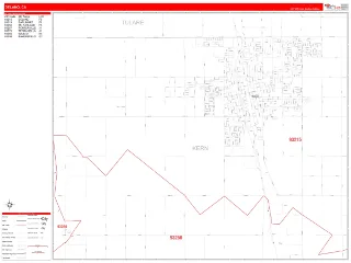 Delano, CA RedLine style ZIP Code wall map