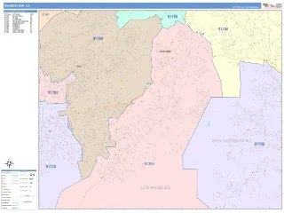 Diamond Bar, CA ColorCast style ZIP Code wall map