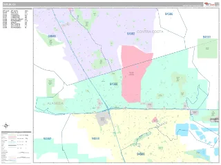 Dublin, CA Classic style ZIP Code wall map