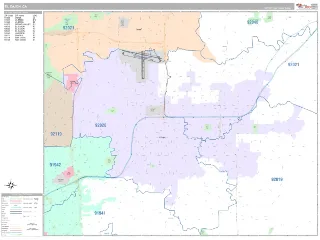 El Cajon, CA Classic style ZIP Code wall map