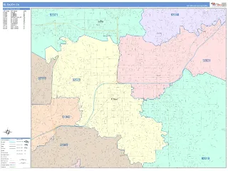 El Cajon, CA ColorCast style ZIP Code wall map