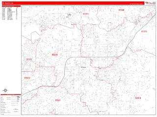 El Cajon, CA RedLine style ZIP Code wall map