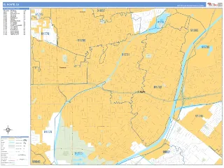 El Monte, CA Business Reference style ZIP Code wall map
