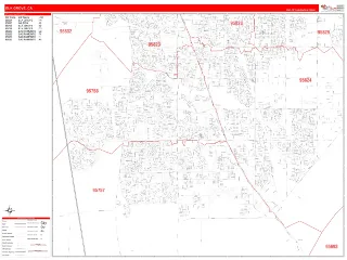 Elk Grove, CA RedLine style ZIP Code wall map