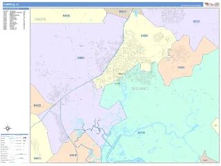 Fairfield, CA ColorCast style ZIP Code wall map