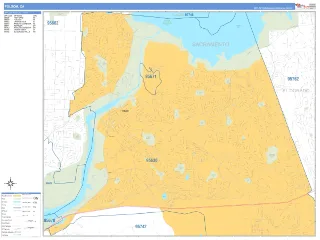 Folsom, CA Business Reference style ZIP Code wall map