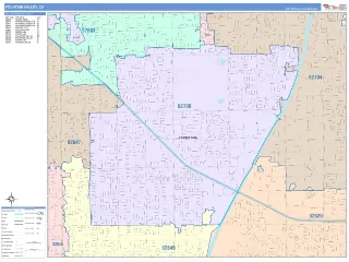 Fountain Valley, CA ColorCast style ZIP Code wall map