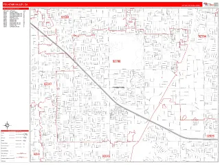Fountain Valley, CA RedLine style ZIP Code wall map