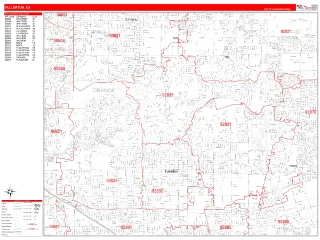 Fullerton, CA RedLine style ZIP Code wall map