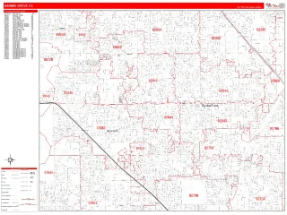Garden Grove, CA RedLine style ZIP Code wall map