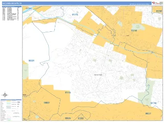 Hacienda Heights, CA Business Reference style ZIP Code wall map