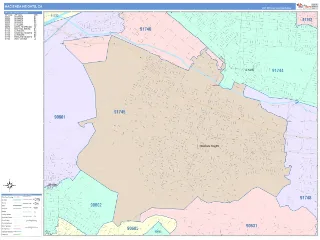 Hacienda Heights, CA ColorCast style ZIP Code wall map