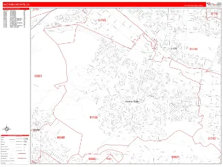 Hacienda Heights, CA RedLine style ZIP Code wall map