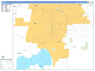 Hemet, CA Business Reference style ZIP Code wall map