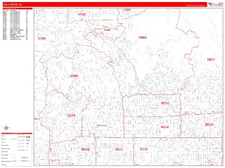 Hollywood, CA RedLine style ZIP Code wall map
