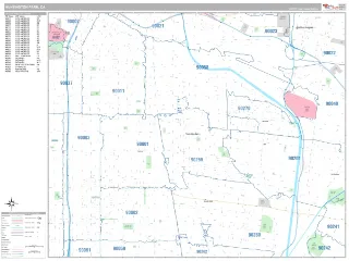Huntington Park, CA Classic style ZIP Code wall map