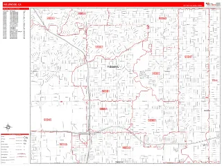 Inglewood, CA RedLine style ZIP Code wall map