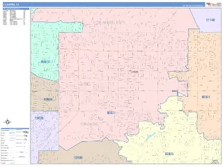 La Habra, CA ColorCast style ZIP Code wall map