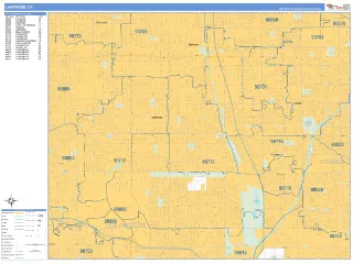 Lakewood, CA Business Reference style ZIP Code wall map