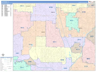 Lakewood, CA ColorCast style ZIP Code wall map