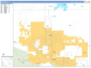 Lancaster, CA Business Reference style ZIP Code wall map