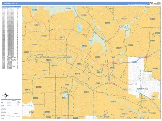 Los Angeles, CA Business Reference style ZIP Code wall map