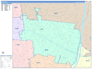 Lynwood, CA ColorCast style ZIP Code wall map