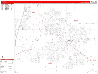 Manteca, CA RedLine style ZIP Code wall map