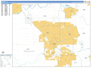 Modesto, CA Business Reference style ZIP Code wall map