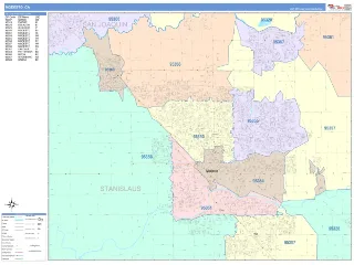 Modesto, CA ColorCast style ZIP Code wall map