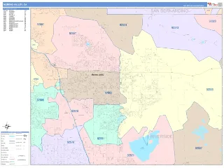 Moreno Valley, CA ColorCast style ZIP Code wall map