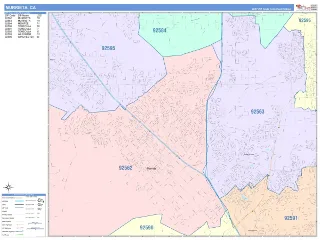 Murrieta, CA ColorCast style ZIP Code wall map